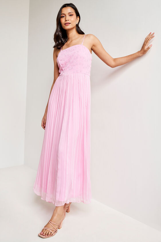 Self Design Flared Gown, Pink, image 1